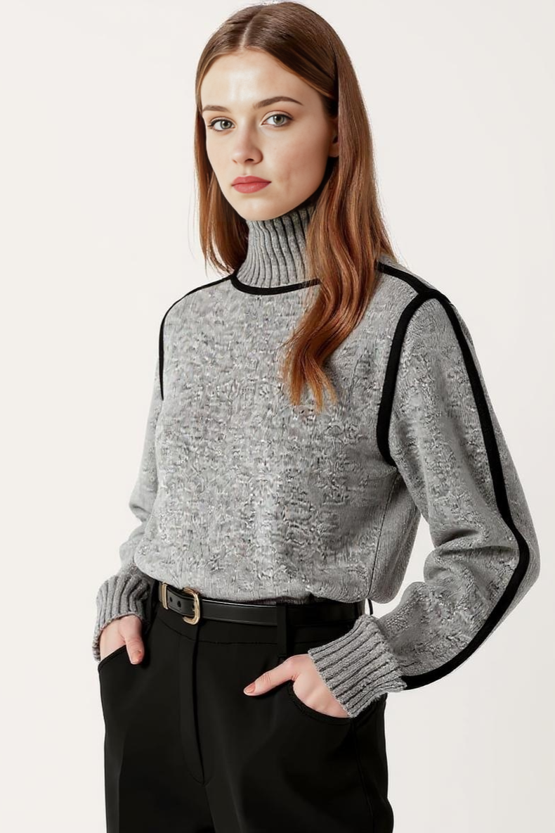 Oversized Sweater Med Kontrastsyninger