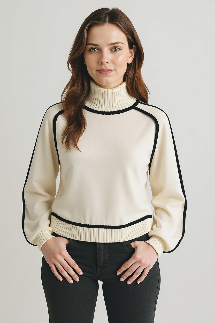 Oversized Sweater Med Kontrastsyninger