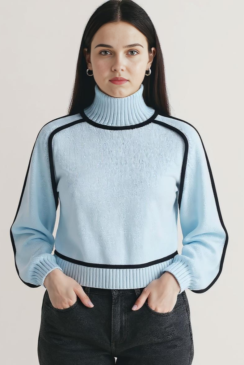 Oversized Sweater Med Kontrastsyninger