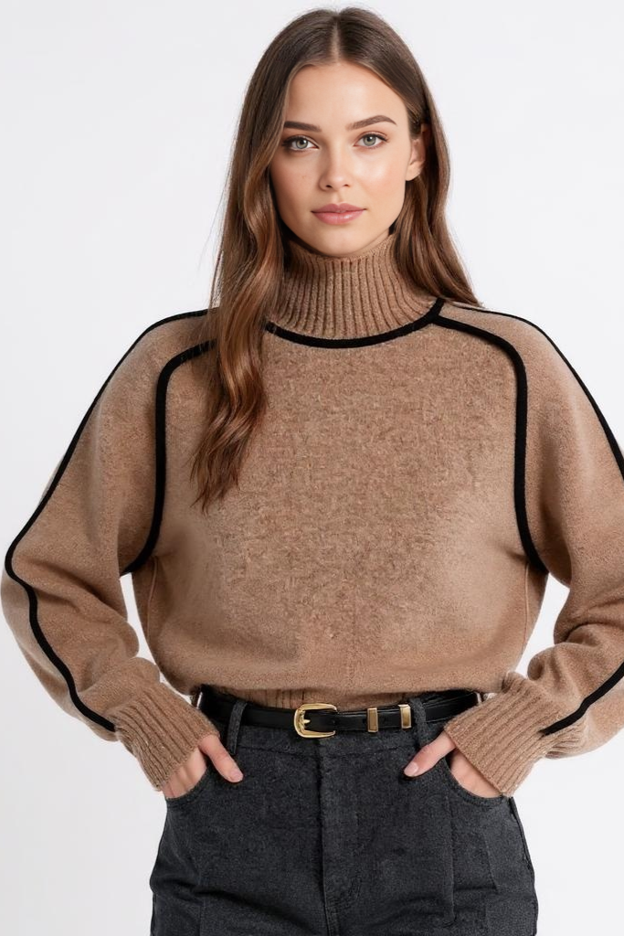 Oversized Sweater Med Kontrastsyninger