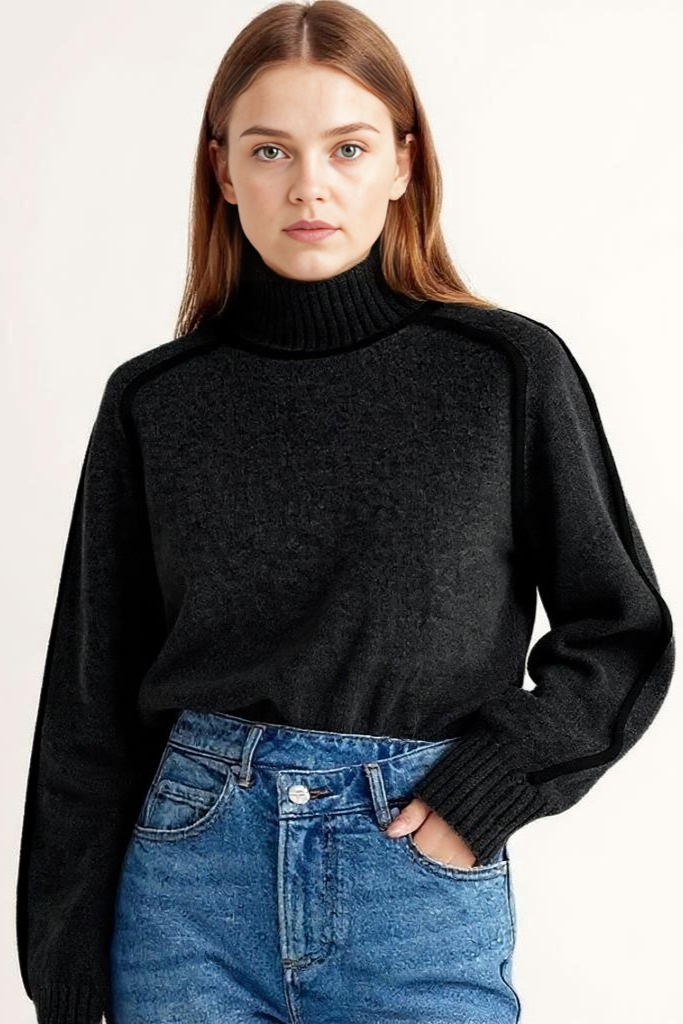 Oversized Sweater Med Kontrastsyninger