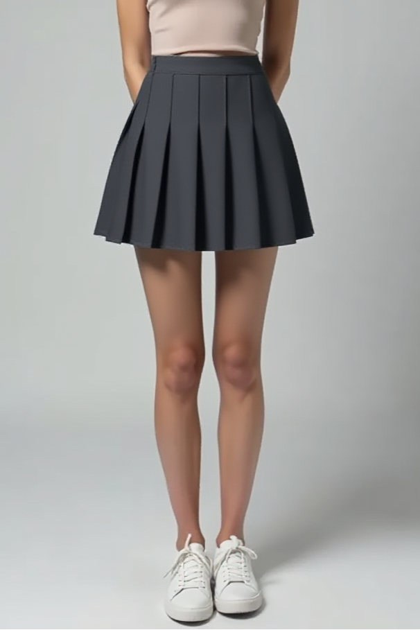 Plisseret Nederdel Med Elastikliv