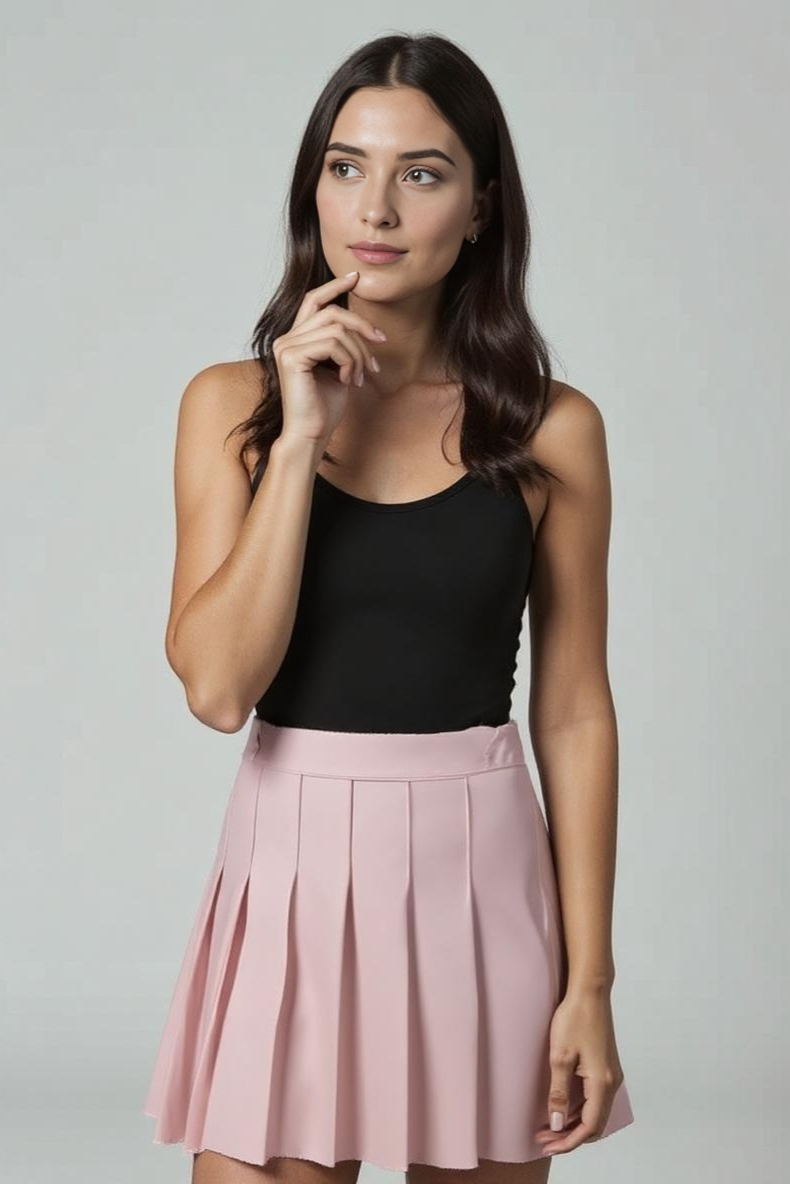 Plisseret Nederdel Med Elastikliv