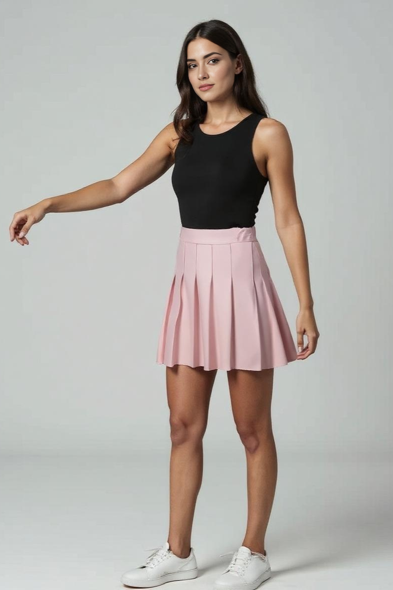 Plisseret Nederdel Med Elastikliv