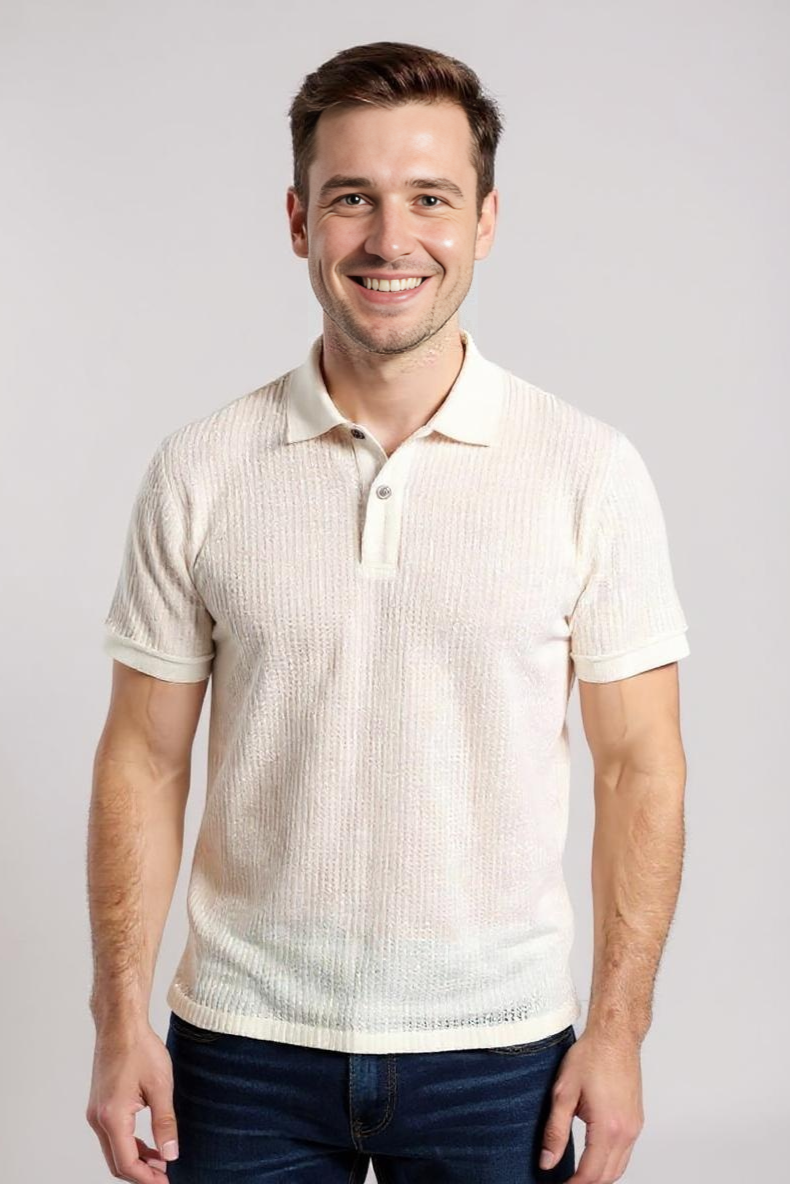 Poloshirt Med Vaffelstruktur