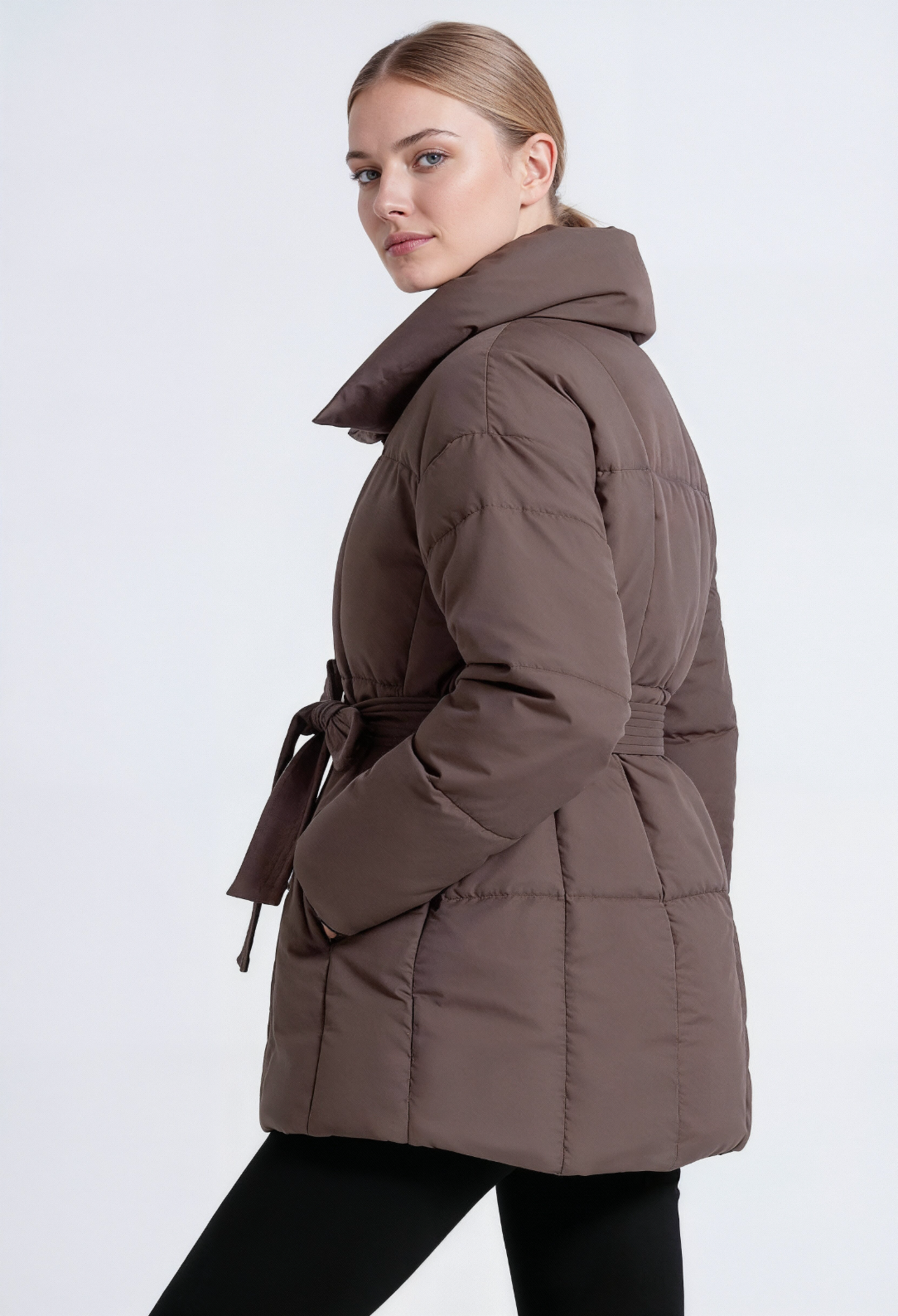 Pufferjakke Med Bælte - Brun 1.2