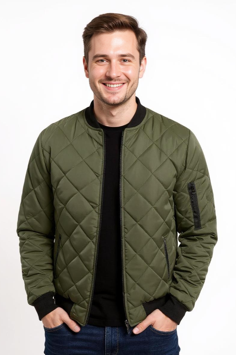 Quiltet Bomber Jakker Med Ærmelomme