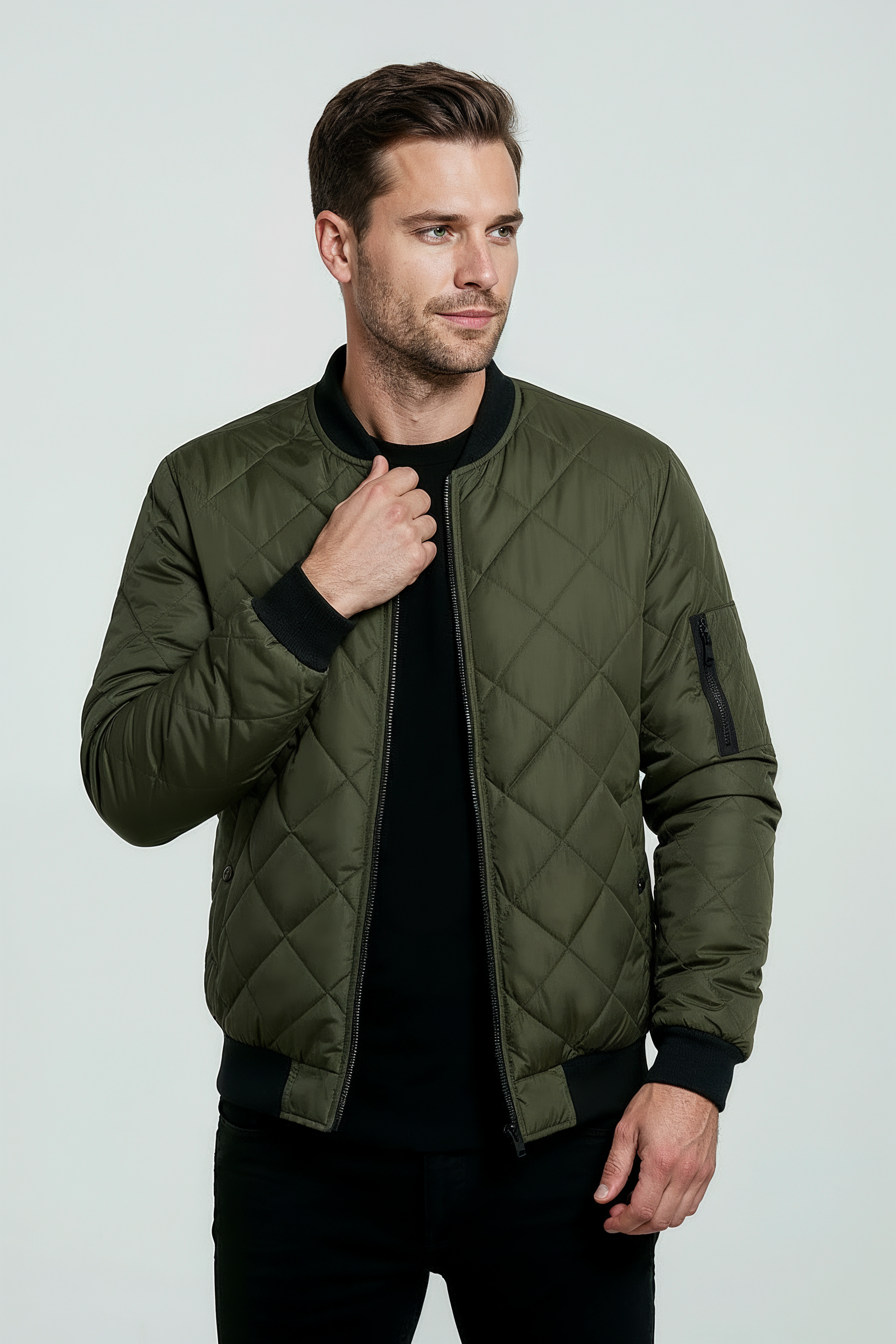 Quiltet Bomber Jakker Med Ærmelomme - Armygrøn 2/0