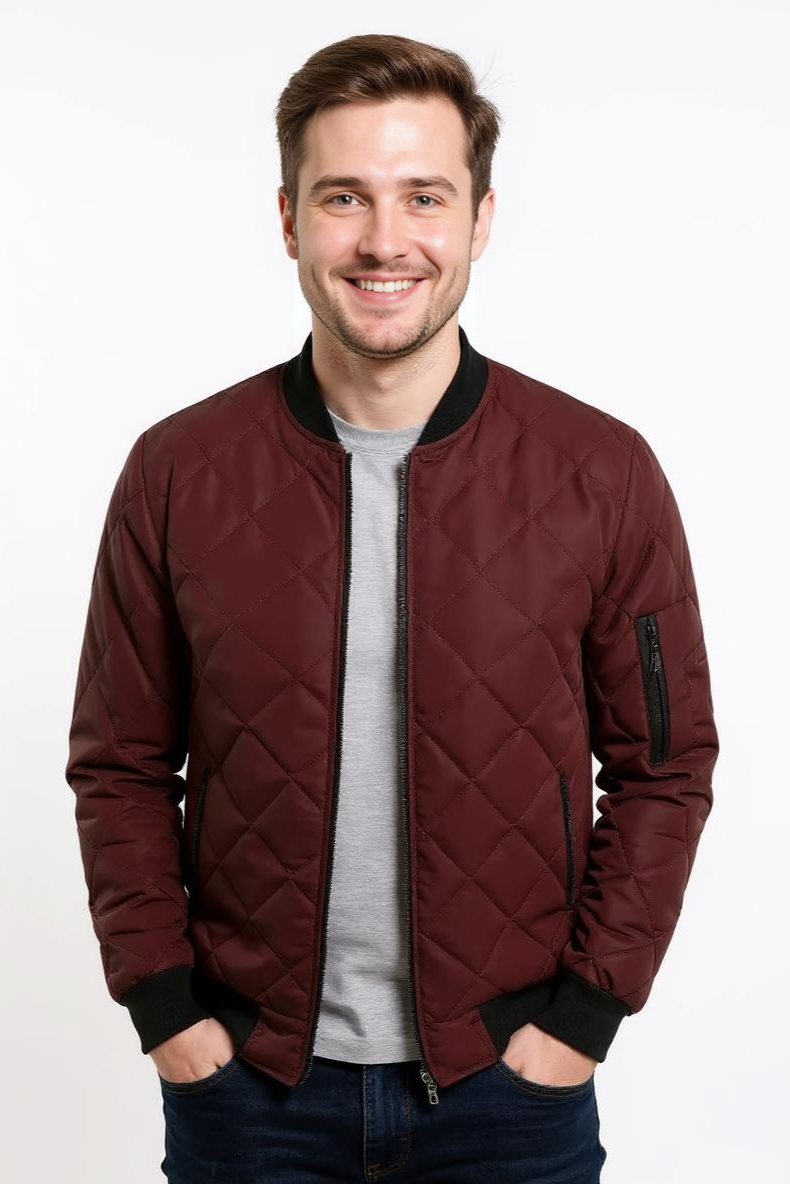 Quiltet Bomber Jakker Med Ærmelomme