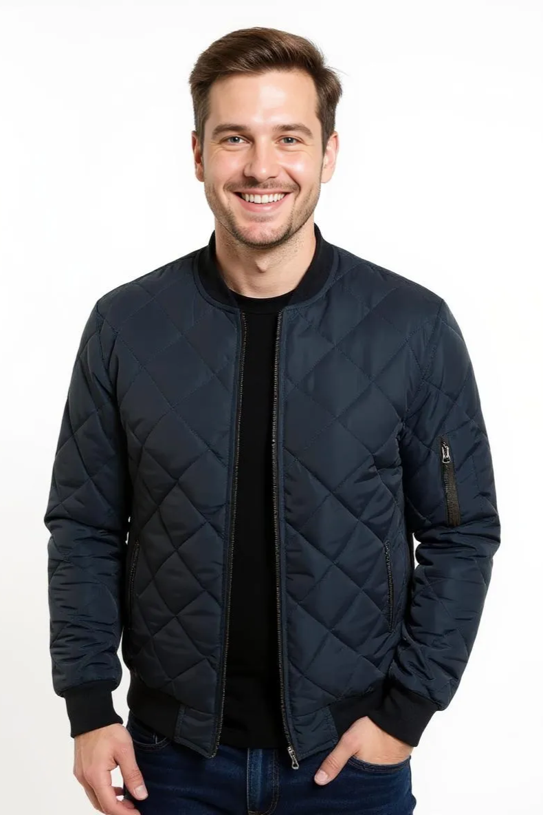 Quiltet Bomber Jakker Med Ærmelomme