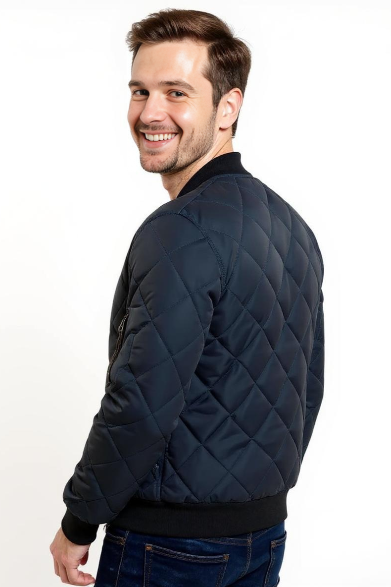 Quiltet Bomber Jakker Med Ærmelomme