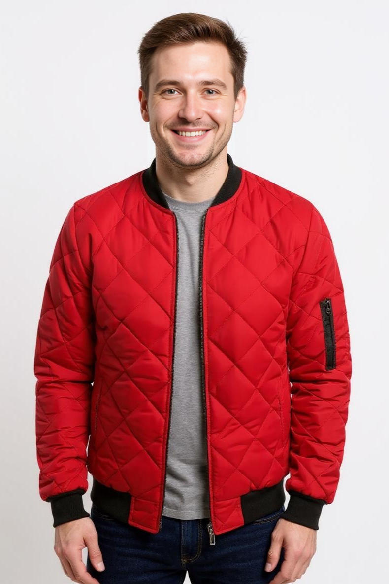 Quiltet Bomber Jakker Med Ærmelomme