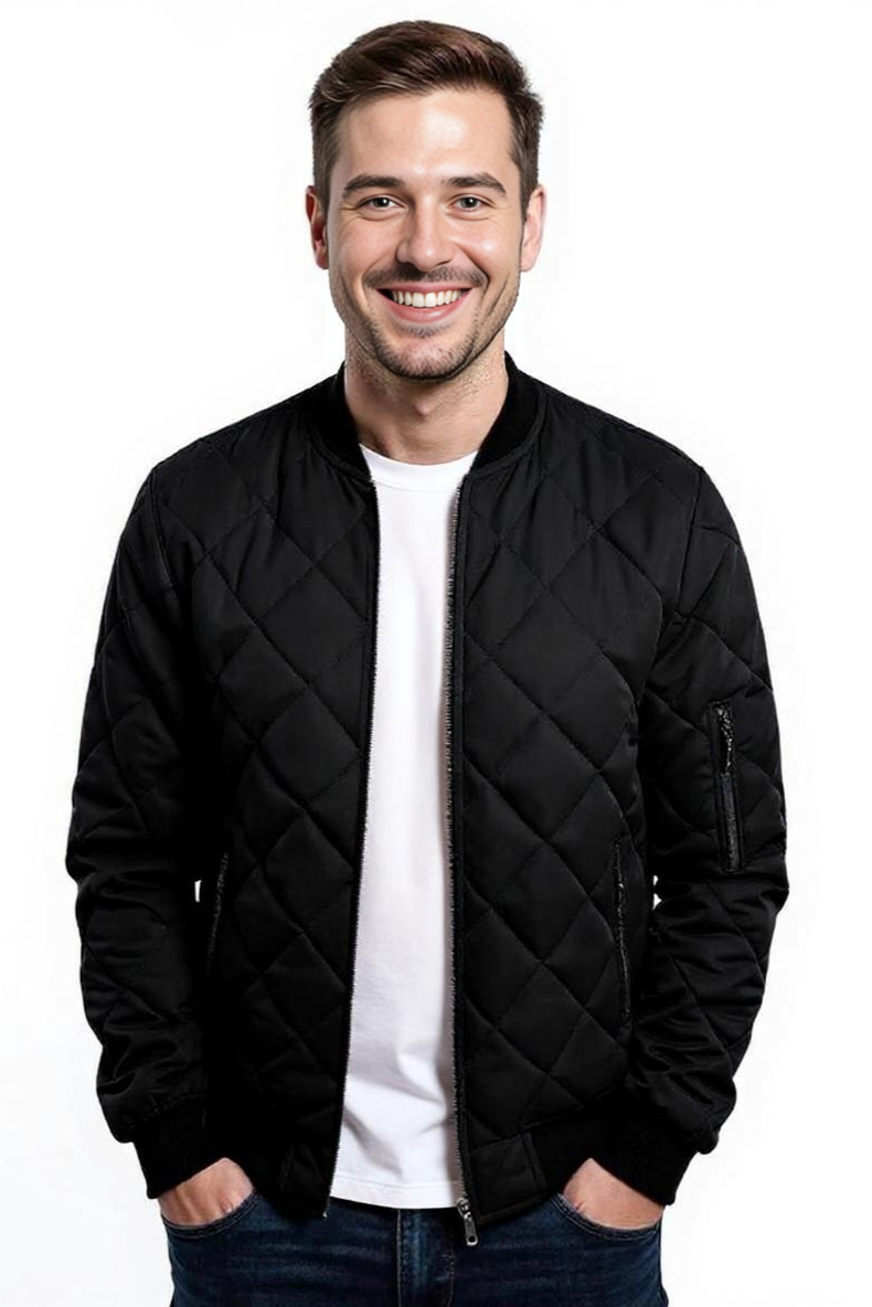 Quiltet Bomber Jakker Med Ærmelomme