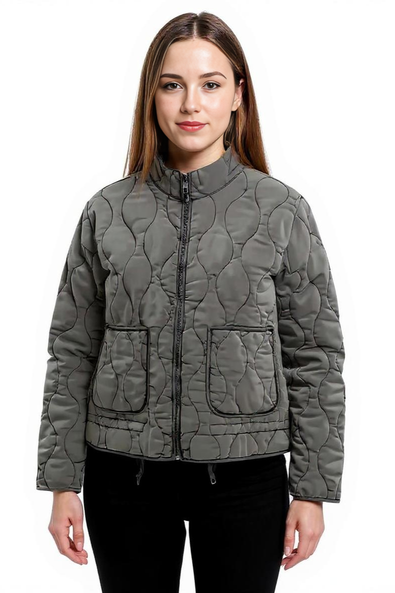 Quiltet Jakke Med Lynlås