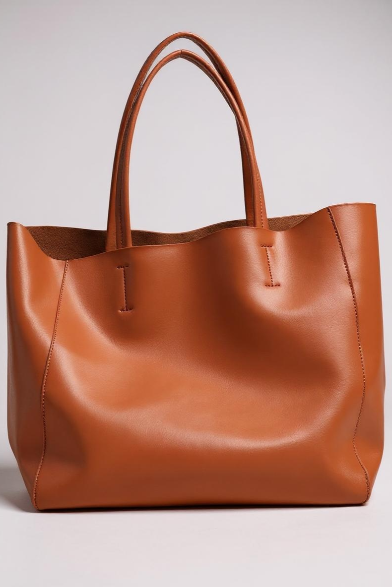 Rummelig Shopper Taske I Læderlook