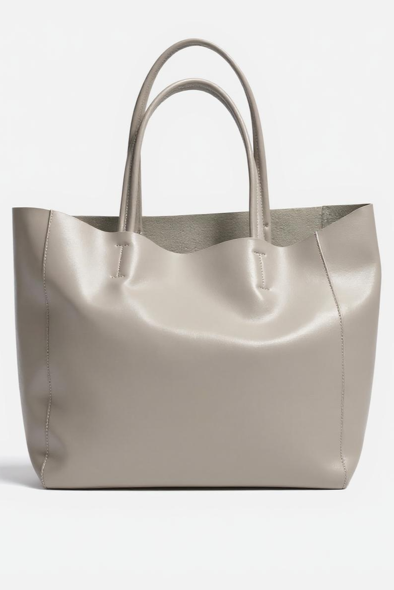 Rummelig Shopper Taske I Læderlook