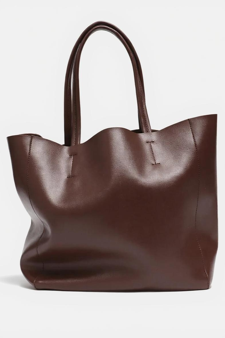 Rummelig Shopper Taske I Læderlook