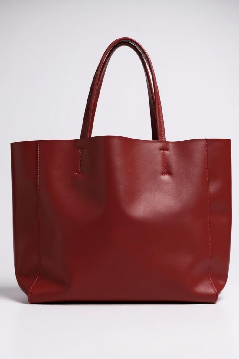 Rummelig Shopper Taske I Læderlook