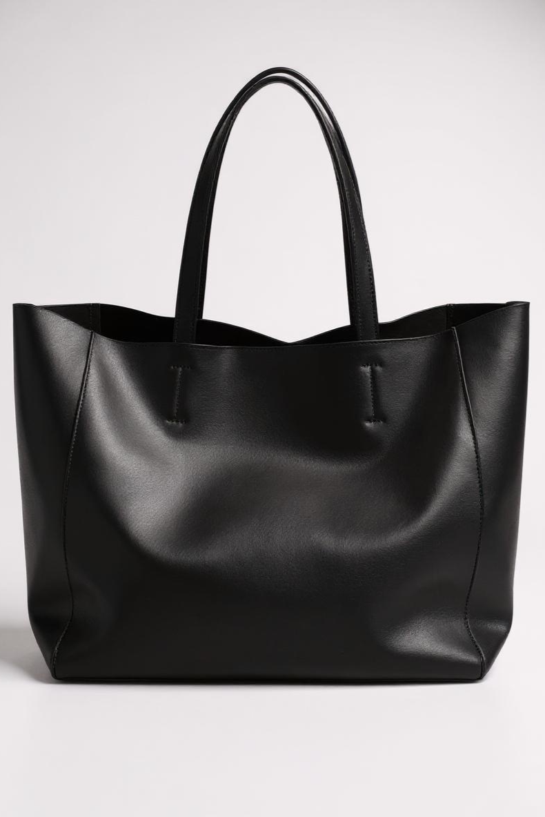 Rummelig Shopper Taske I Læderlook