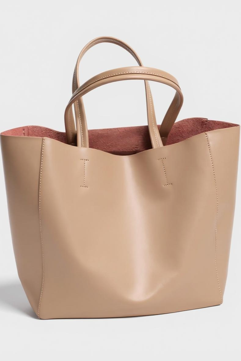 Rummelig Shopper Taske I Læderlook