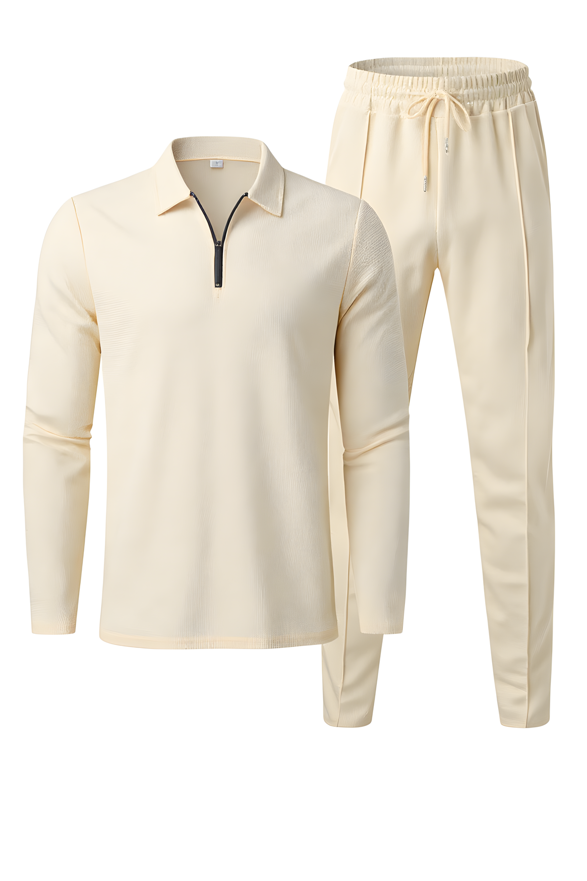 Sæt Med Langærmet Half Zip Poloshirt Og Bukser