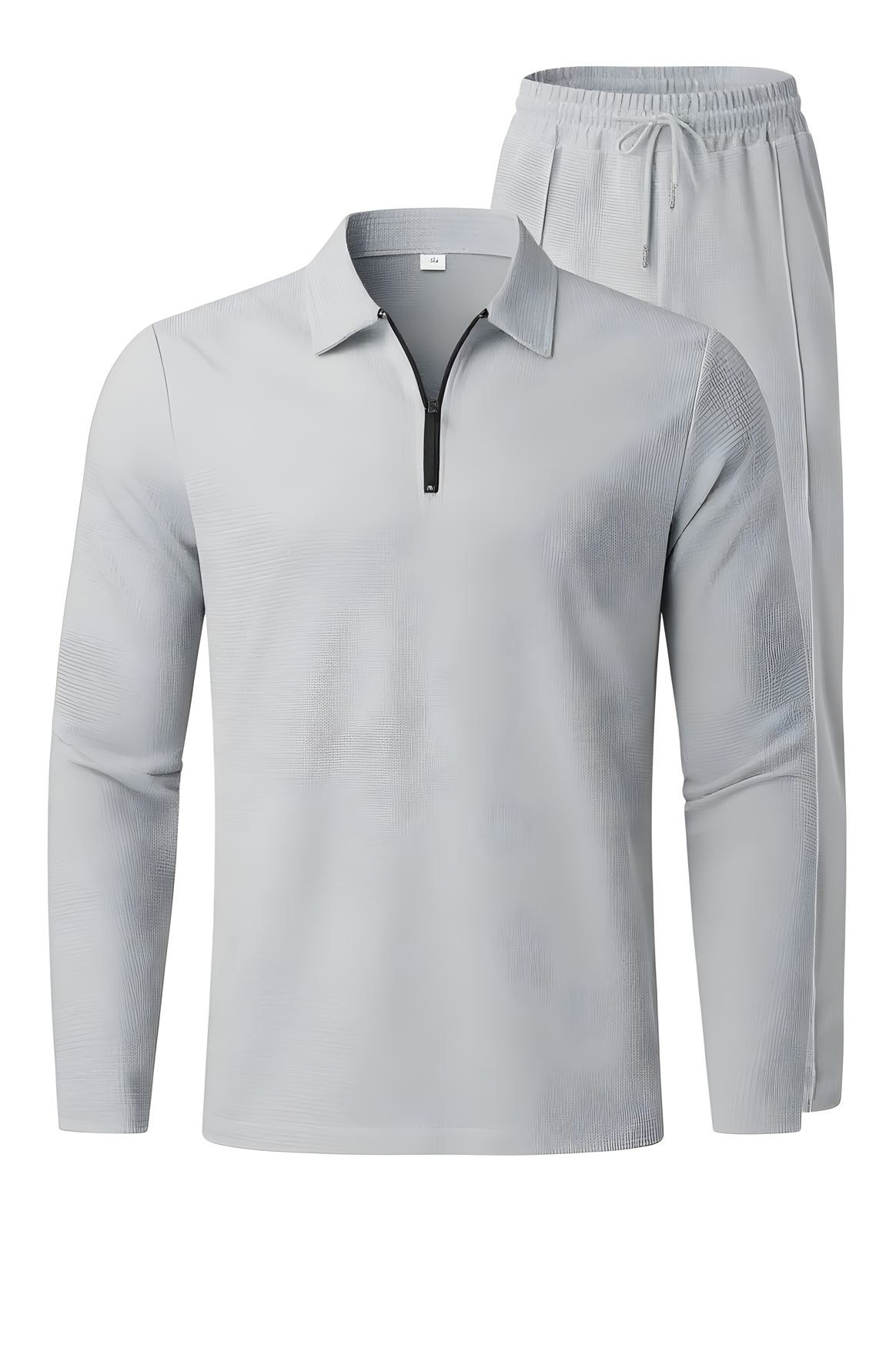 Sæt Med Langærmet Half Zip Poloshirt Og Bukser