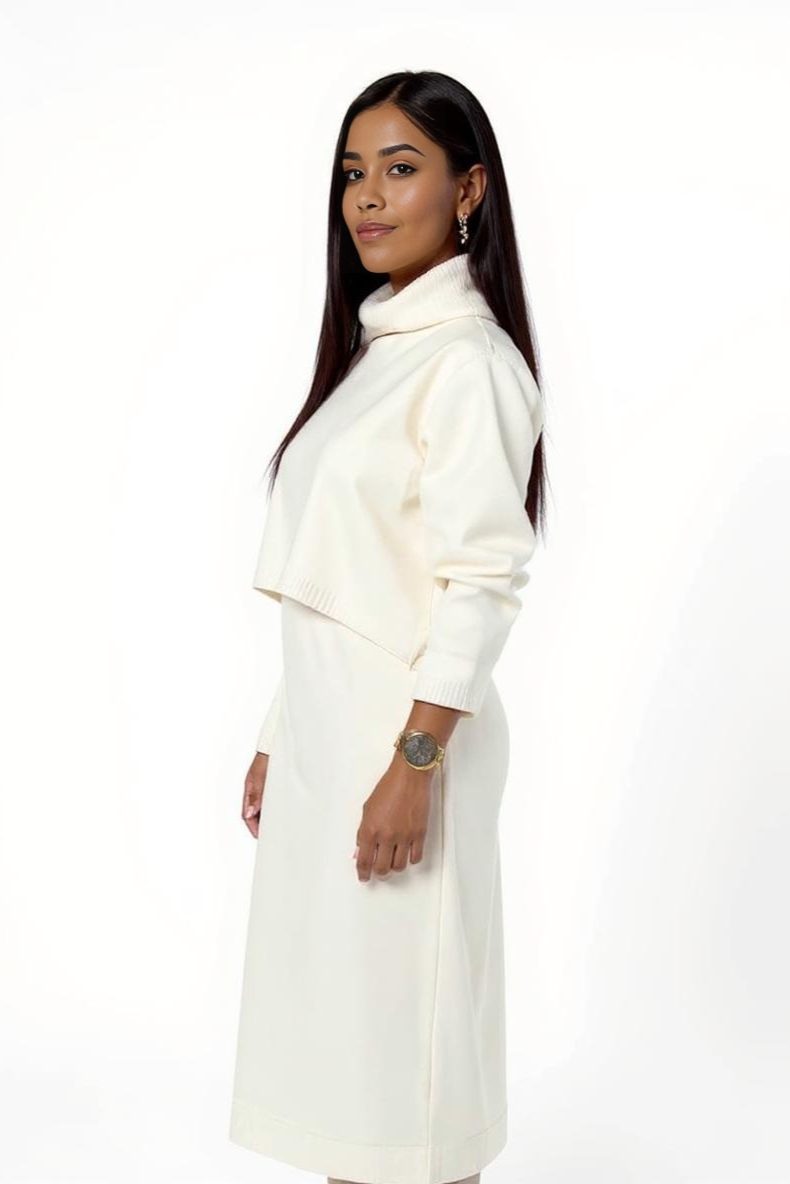 Sæt Med Rullekrave Og Midikjole