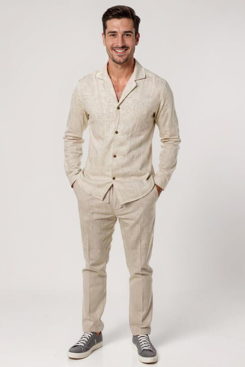 Sæt Med Skjorte Og Bukser I Hørmix