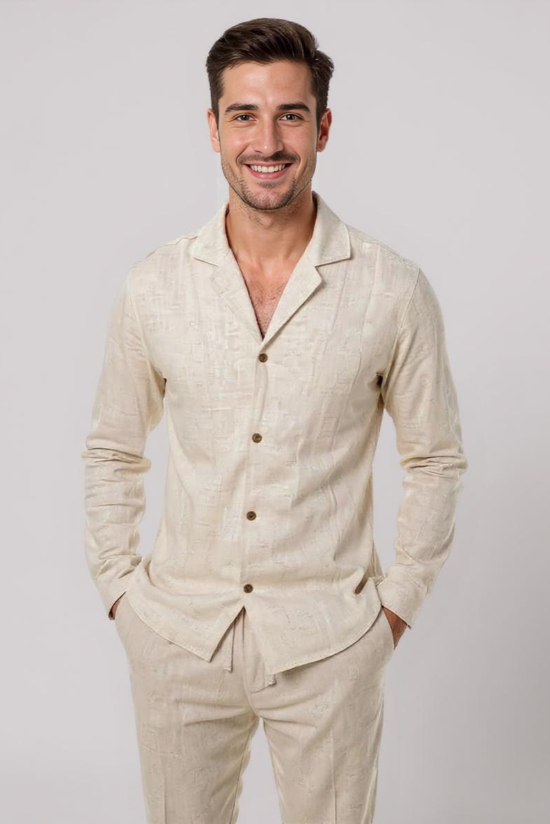 Sæt Med Skjorte Og Bukser I Hørmix