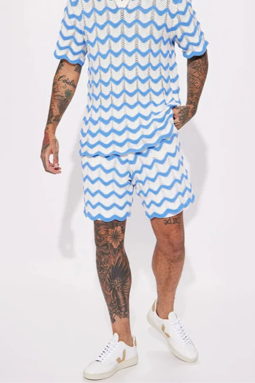 Sæt Med Strikket Poloshirt Og Shorts