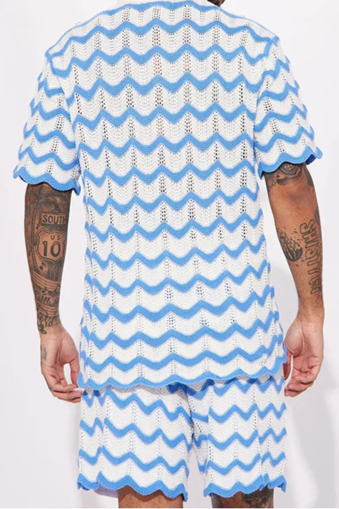 Sæt Med Strikket Poloshirt Og Shorts