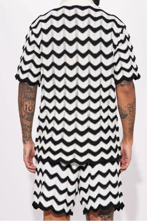 Sæt Med Strikket Poloshirt Og Shorts