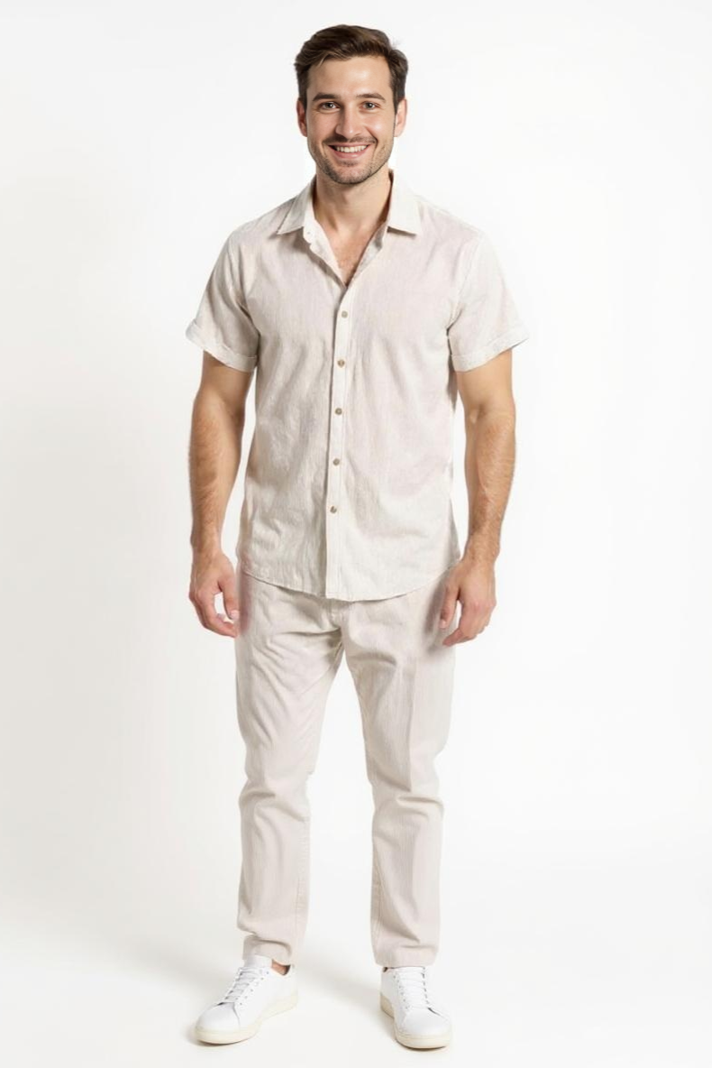 Sæt Med Struktureret Skjorte Og Bukser