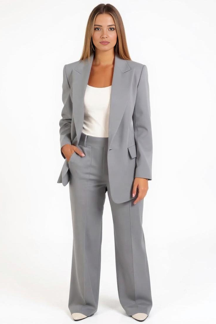 Sæt Med Vidde Bukser Og Blazer