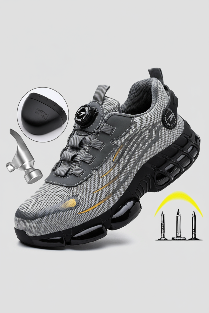 Sikkerhedssko Herre | Stålkappe med Drejelukning - Grå 3/0