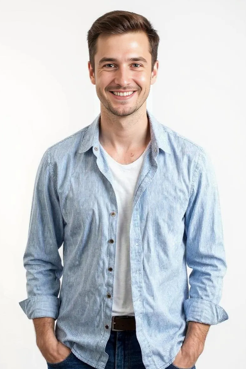 Skjorte Med Fine Striber Og Linnedlook