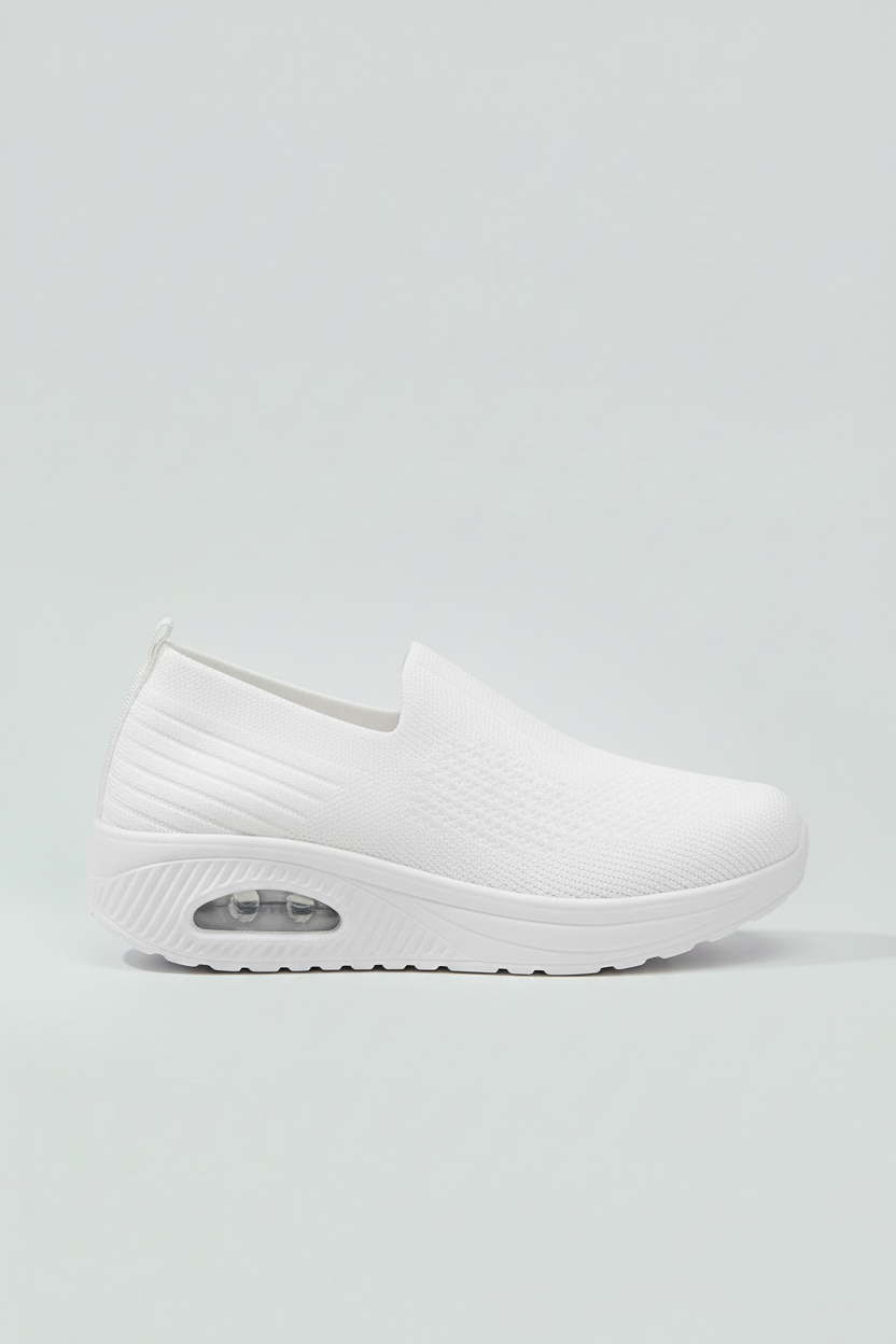 Sneakers Dame | Slip-on med Støddæmpning - Hvid