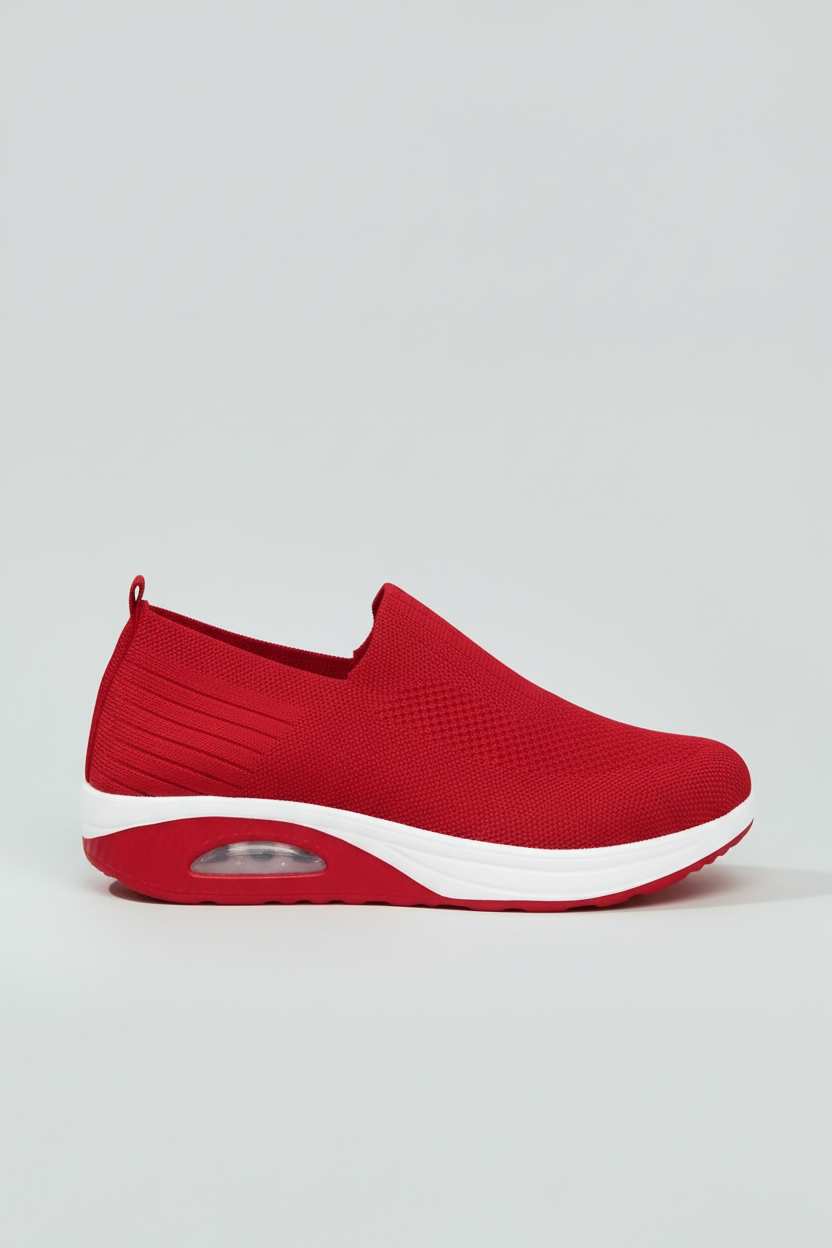 Sneakers Dame | Slip-on med Støddæmpning - Rød