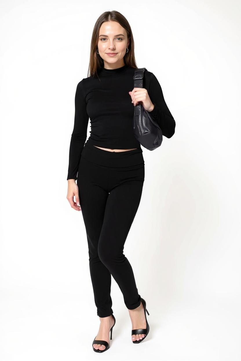 Stramtsiddende Sæt Med Top Og Højtaljede Bukser