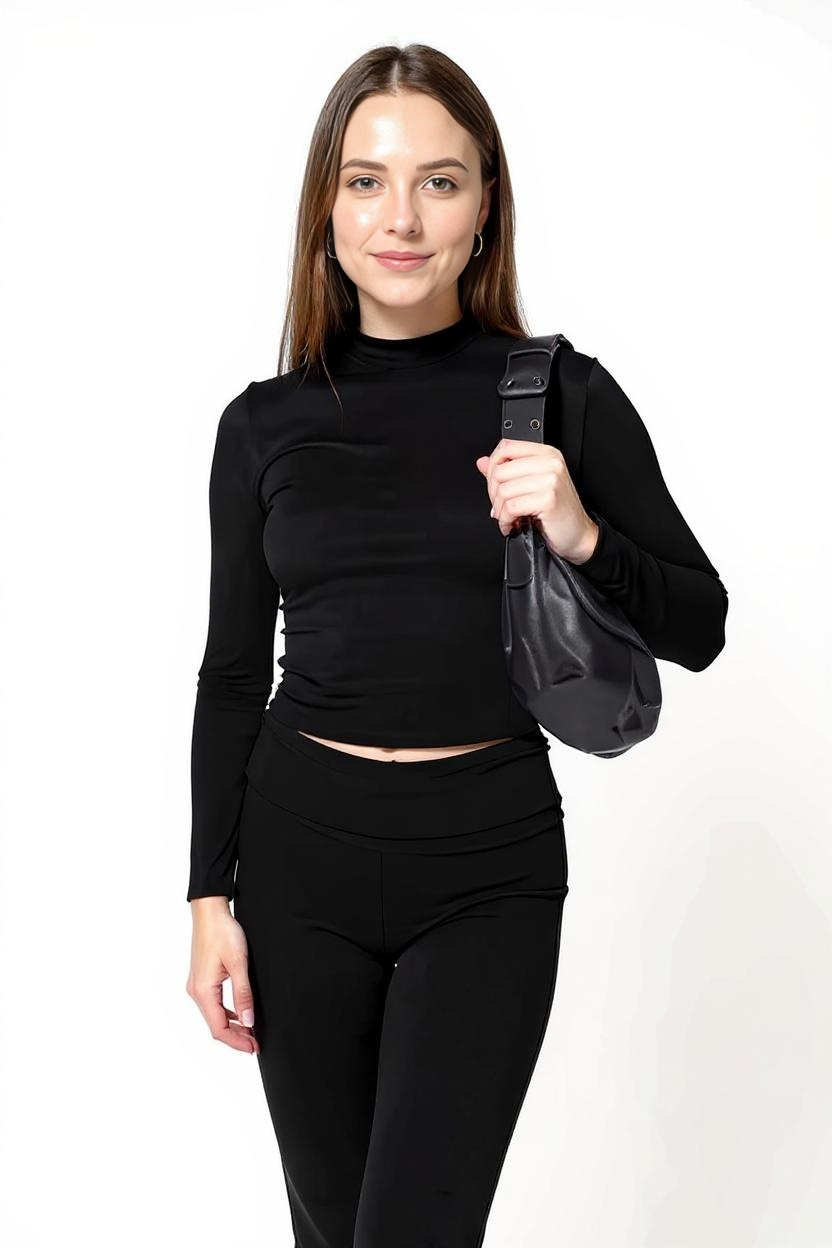 Stramtsiddende Sæt Med Top Og Højtaljede Bukser