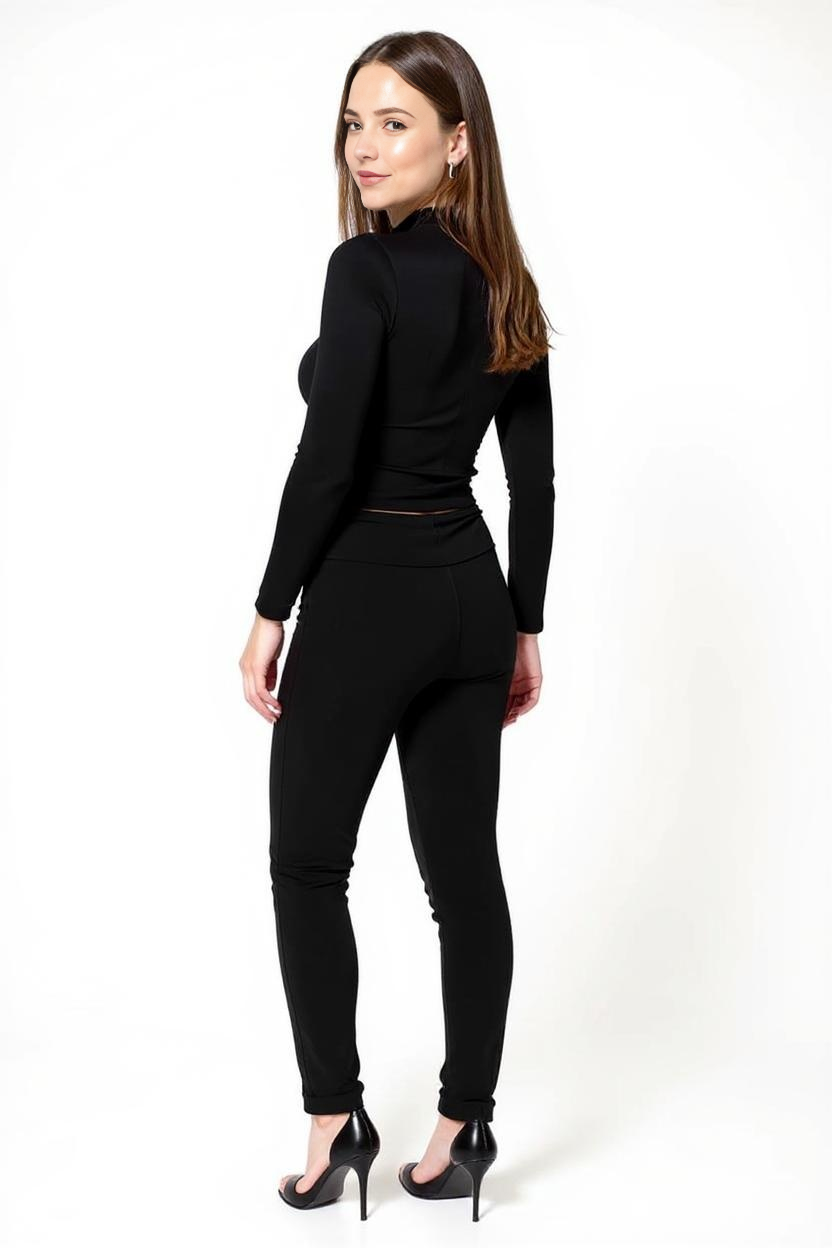 Stramtsiddende Sæt Med Top Og Højtaljede Bukser