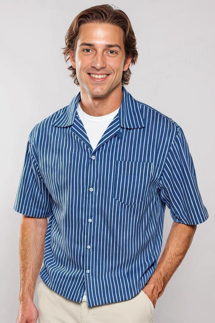 Stribet Kortærmet Skjorte