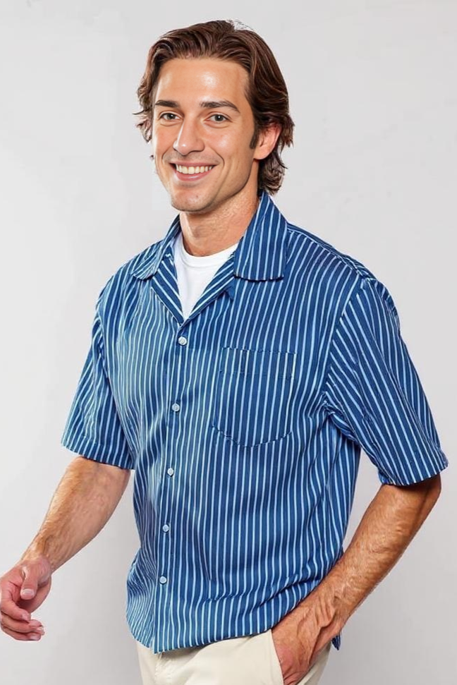 Stribet Kortærmet Skjorte
