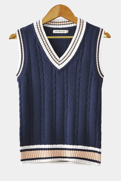 Strik Vest Med V-hals