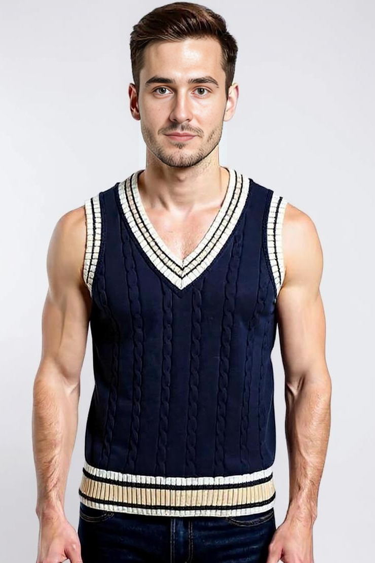 Strik Vest Med V-hals