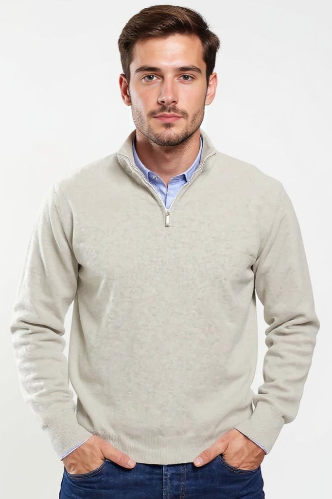 Striktrøje Half Zip Med Høj Krave