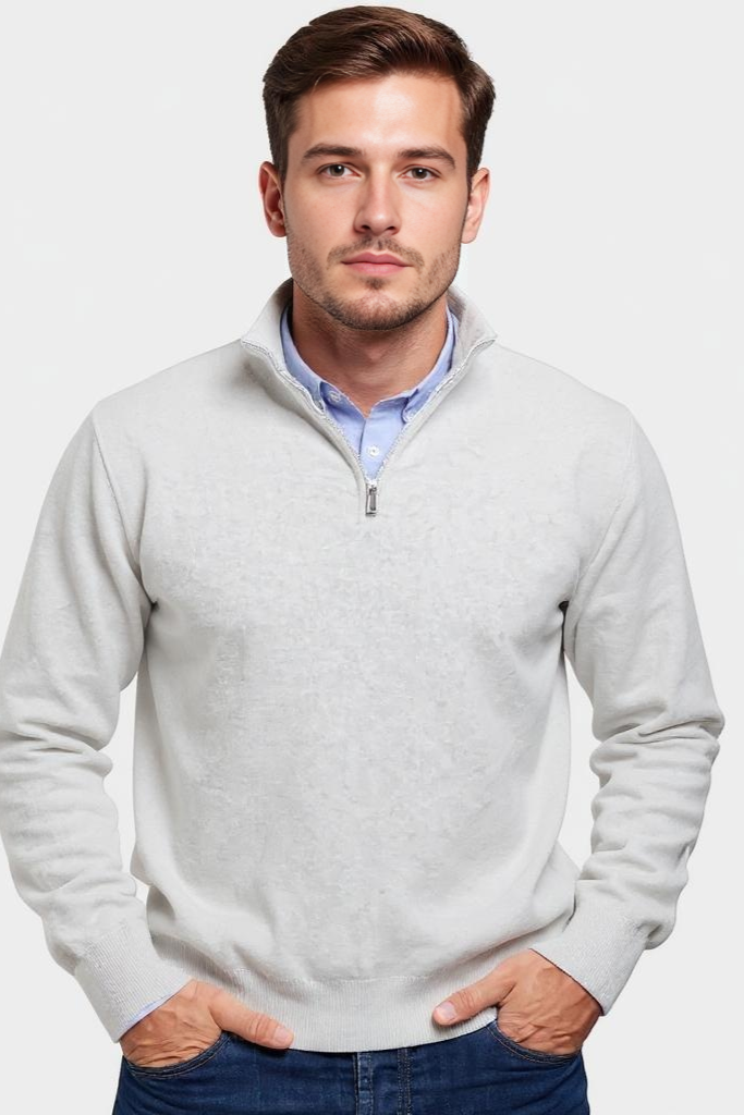 Striktrøje Half Zip Med Høj Krave