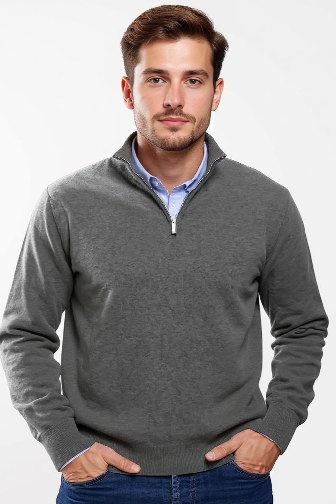 Striktrøje Half Zip Med Høj Krave