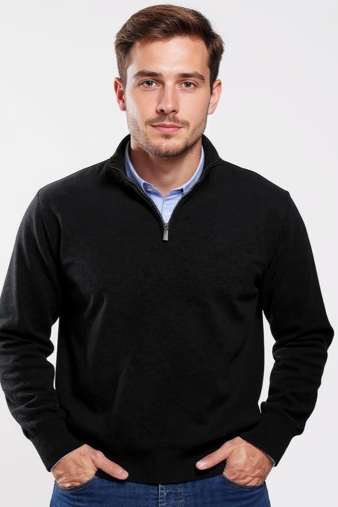 Striktrøje Half Zip Med Høj Krave