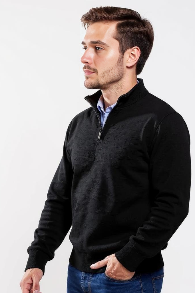 Striktrøje Half Zip Med Høj Krave